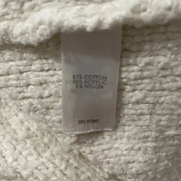 J.Jill Textured Cream Bouclé Knit Long Cardigan Coat LARGE 32" Pockets - Picture 7 of 9